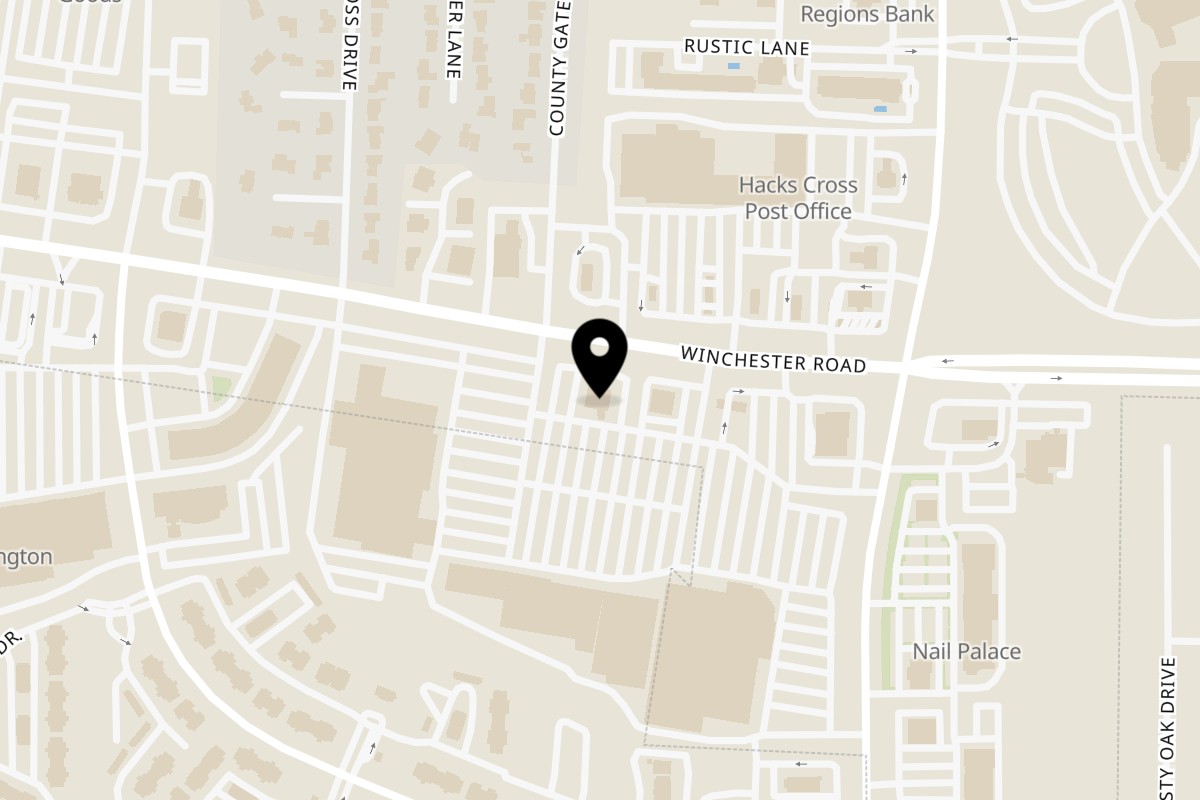 Map showing the location of Happy Mexican Winchester Rd on 7935 Winchester Rd in Memphis