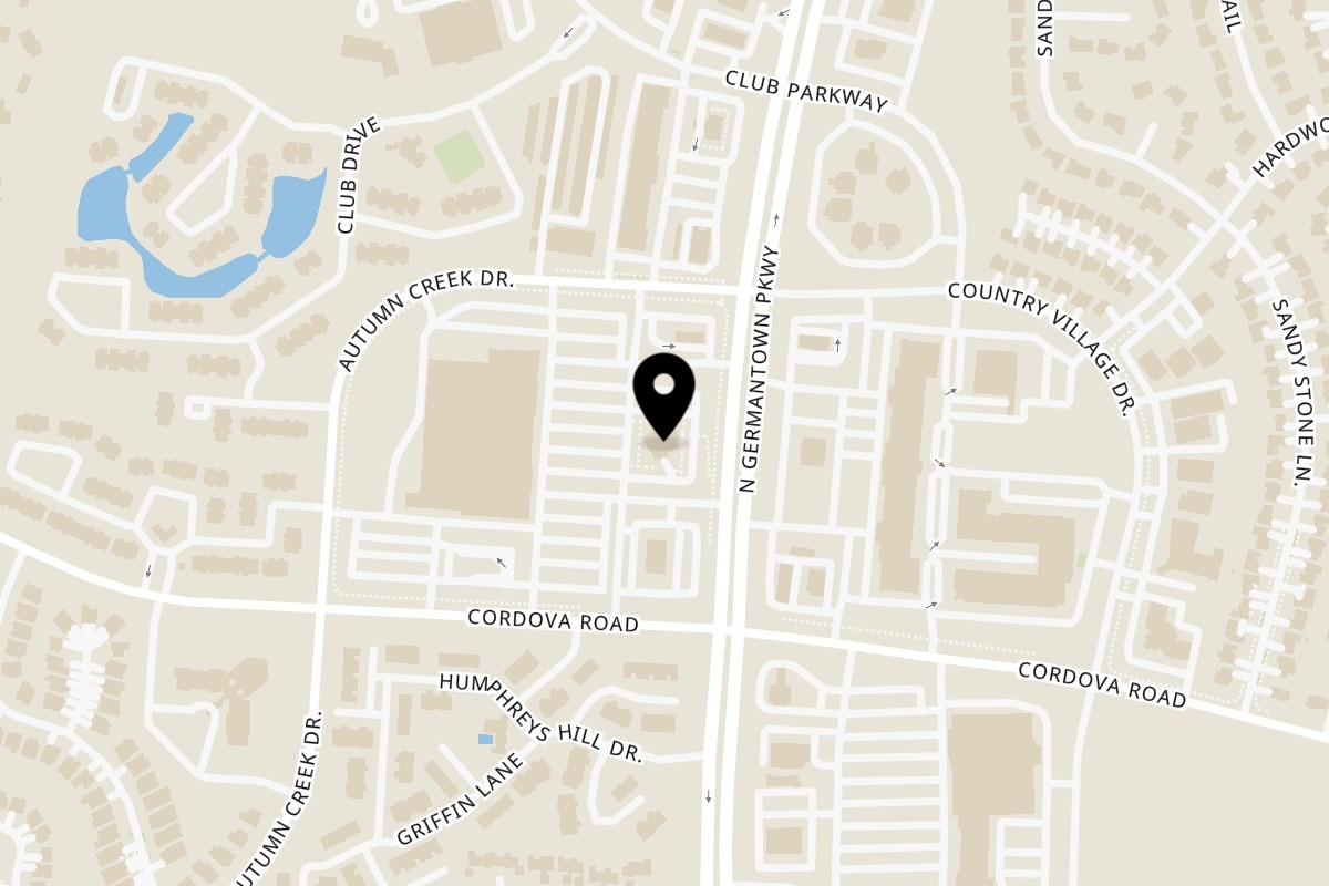 Map showing the location of Happy Mexican Germantown on 1231 N Germantown Pkwy in Cordova